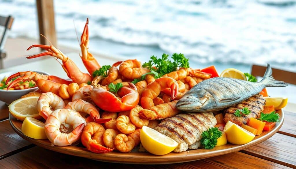 Family-style seafood platter