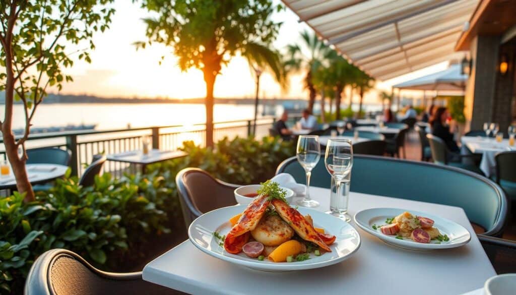 Riverside dining at Ocean Grill & Bar