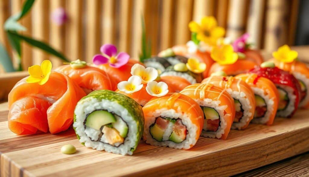 delicious sushi rolls